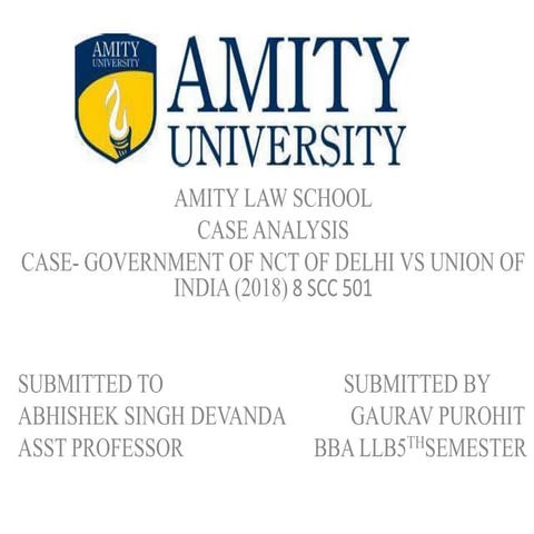 GOVERNMENT OF NCT OF DELHI VS UNION OF INDIA (2018) 8 SCC 501
