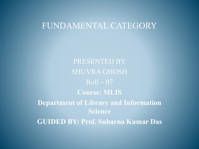  Fundamental Category