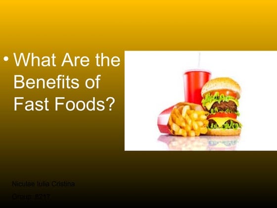 Fast food, advantages and disadvantages | PPTX | Nutrition | Healthy Living