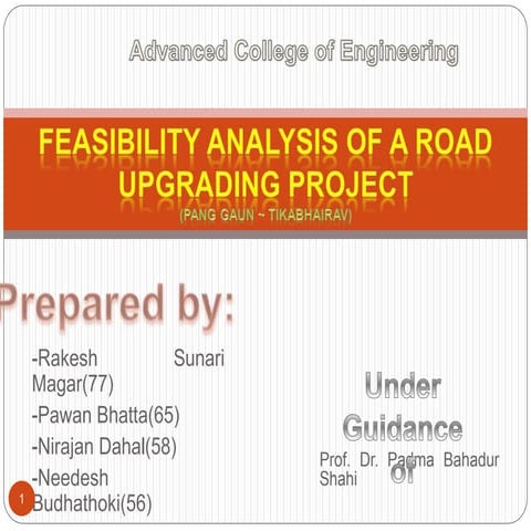 project work presentation on road feasibility study (need to be corrected but can be used as reference)