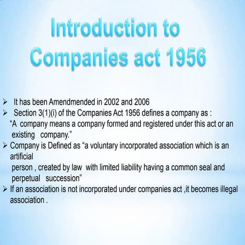 Inroduction to companies act 1956