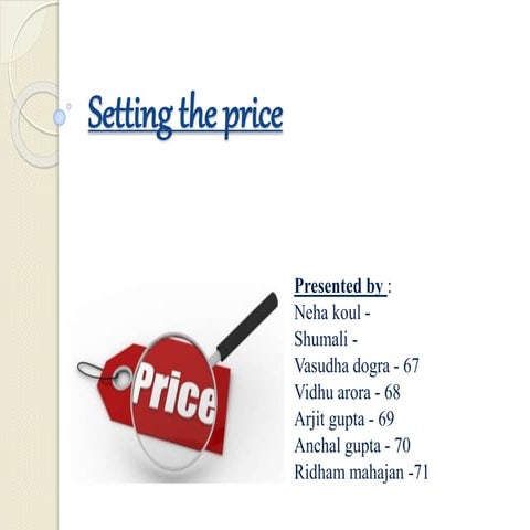 setting of price 