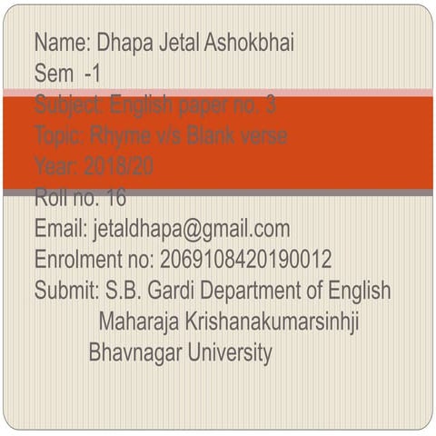 Rhyme v/s Blank verse