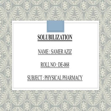 solubilization ( physical pharmacy )