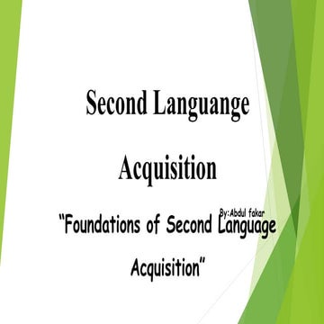 Theories of first language acquisition. this ppt talking about the language acquisition that student need in learning of SLA