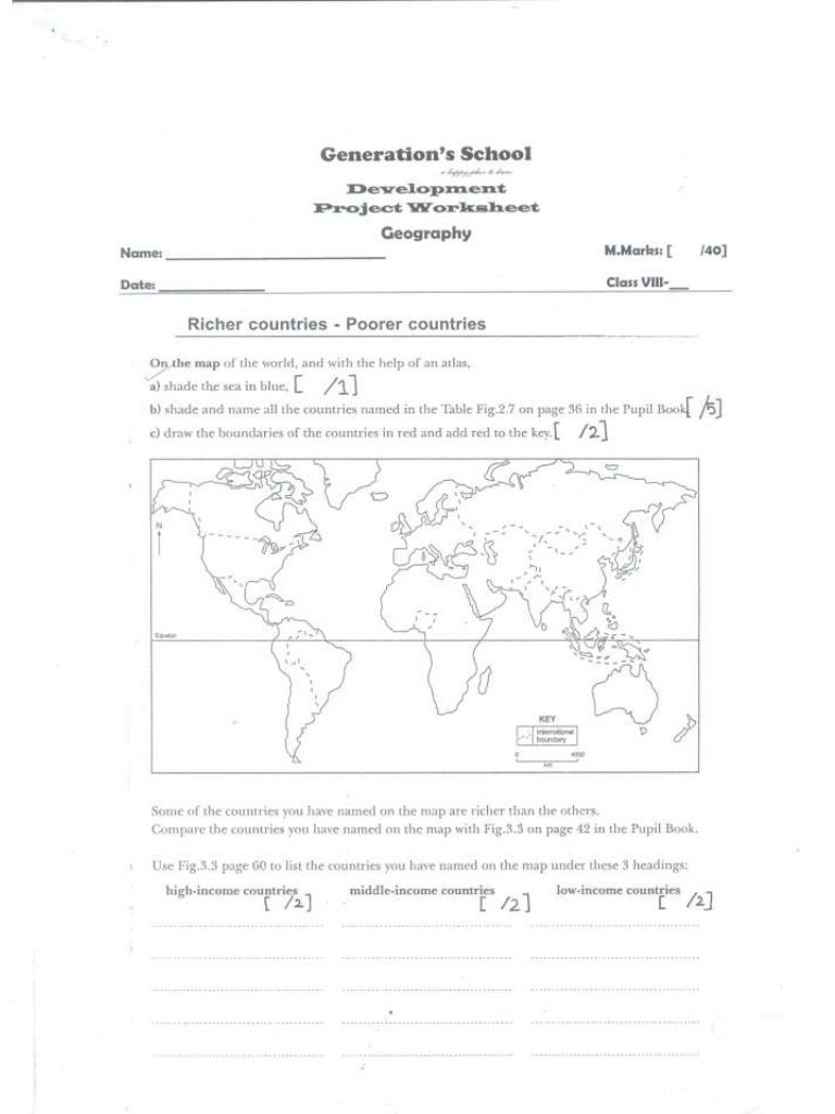 Geography Homework for Class VIII