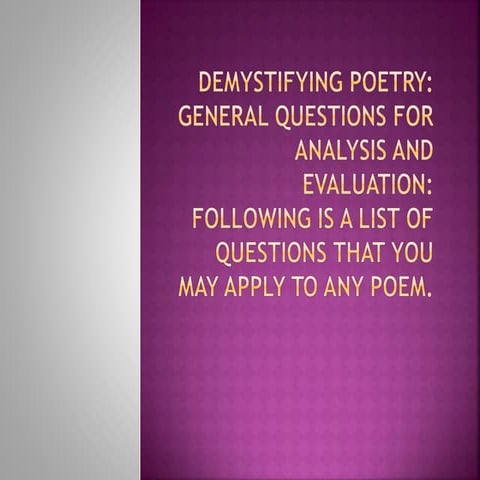 demystifying poetry