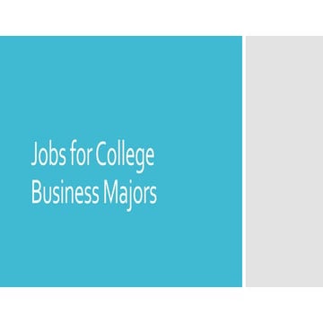 Jobs for College Business Majors 