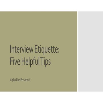 Interview Etiquette: Five Helpful Tips
