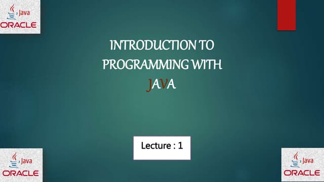 Introduction to java Programming | PPT