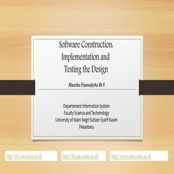 Software Construction implementation and testing design 