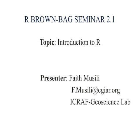 R Brownbag Seminar 2.1