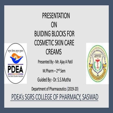 formulation on cosmetic skin care creams