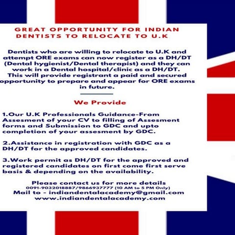 Indian Dentist - relocate to united kingdom