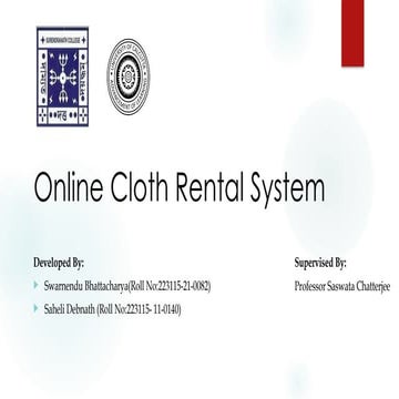 Online Cloth Rental System.pptx Presented By Saheli Debnath | PPTX