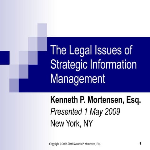 The Legal Issues Of Strategic Information Management