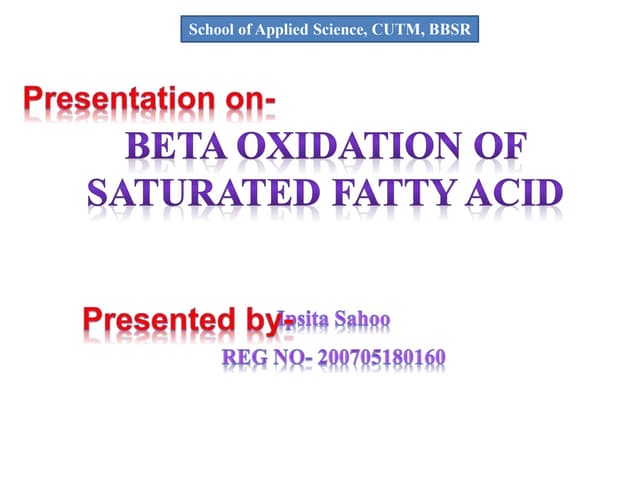 Beta oxidation of fatty acid