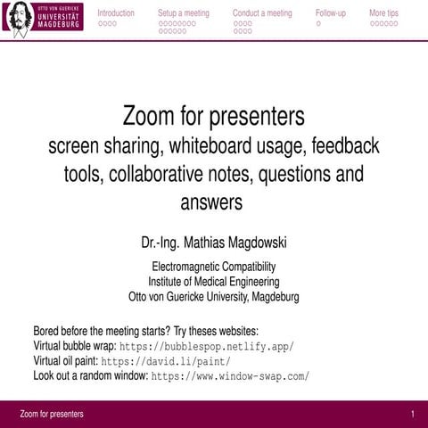 Zoom for presenters - screen sharing, whiteboard usage, feedback tools, colla...