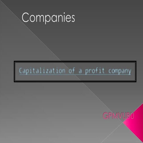 Capitalization of a profit company