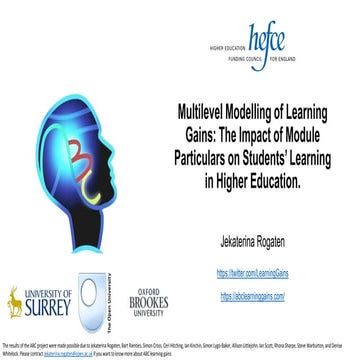 SRHE2016: Multilevel Modelling of Learning Gains: The Impact of Module Partic...