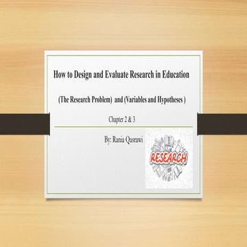 Presentation: Research Problem, Questions, Variables and Hypotheses