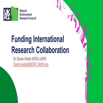Funding International Research Collaboration - Sarah Webb, NERC-UKRI