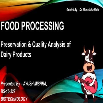 Operations in milk processing plant | PPTX