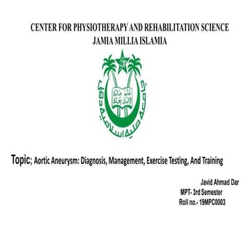 Aortic Aneurysm: Diagnosis, Management, Exercise Testing, And Training