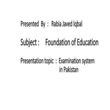 Examination System in Pakistan