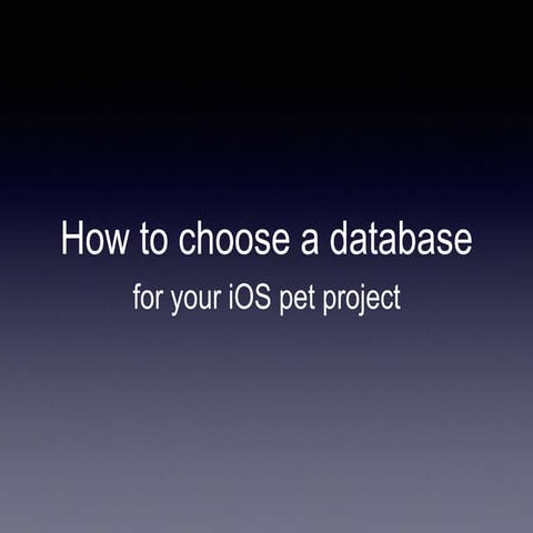 How to choose a database for your pet project