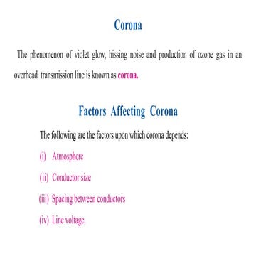 Corona Effect in Electrical Transmission Line