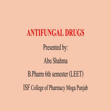 Auntifungal drugs are those medicine that kill or stop the growth of fungi th...