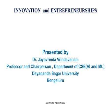 innovation and enterpreneurship business related startup course