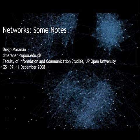 Networks: Some Notes