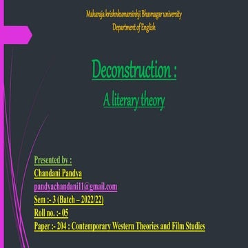 Deconstruction : A literary theory