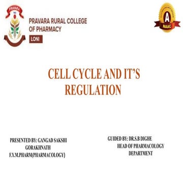 Cell cycle and its Regulation Presentation PPT. | PPTX