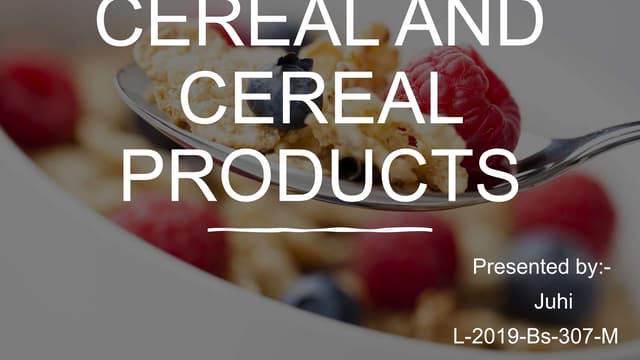 microbiology of cereal and cereal products