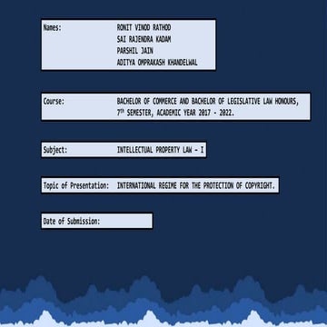 International Regime for protection of copyright.