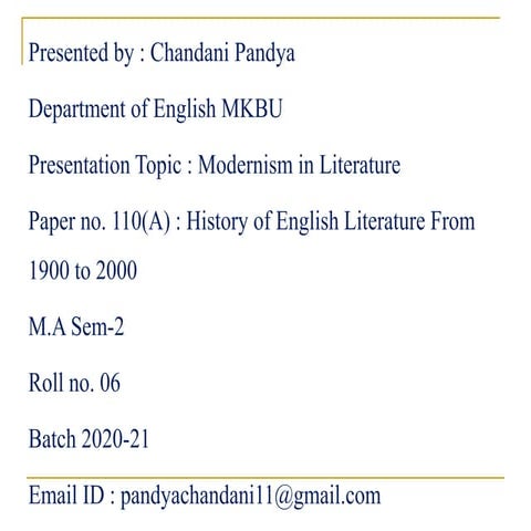 Modernism in Literature