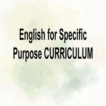 English for Specific Purposes Curriculum