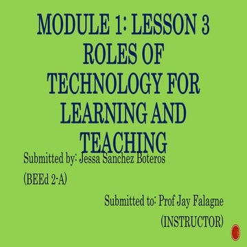 MODULES 1 :LESSONS 3 ROLES OF TECHNOLOGY