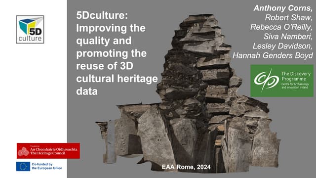 5Dculture: Improving the quality and promoting the reuse of 3D cultural heritage data