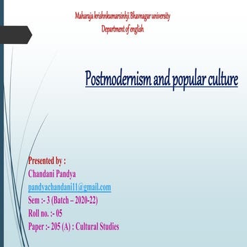 Postmodernism and popular culture 