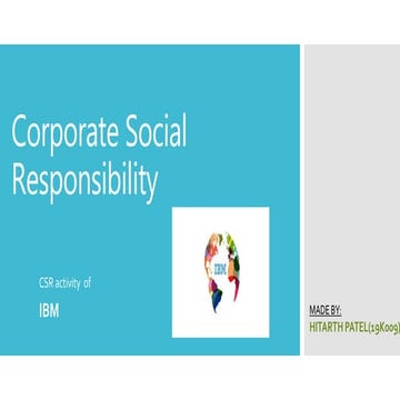 CSR activity of International Business Machine (IBM). Information about how c...