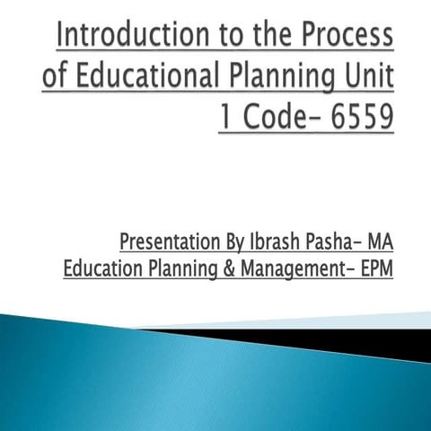 Introduction to the Process of Educational Planning 
