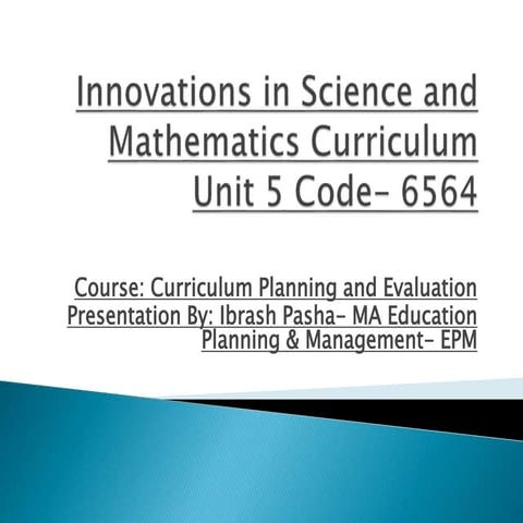 Innovations in Science and Mathematics Curriculum