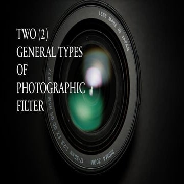 Various Filters in Digital Photography | PPTX
