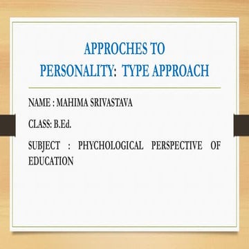 APPROACHES TO PERSONALITY | PDF