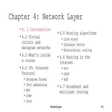 Link state Distance Vector Hierarchical routing 4.6 Routing in the ...