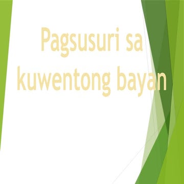 Filipino 8 Pagsusuri ng sa mga kuwentong bayan